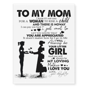 Trendy Gift Letter To My Mom Temporary Tattoos