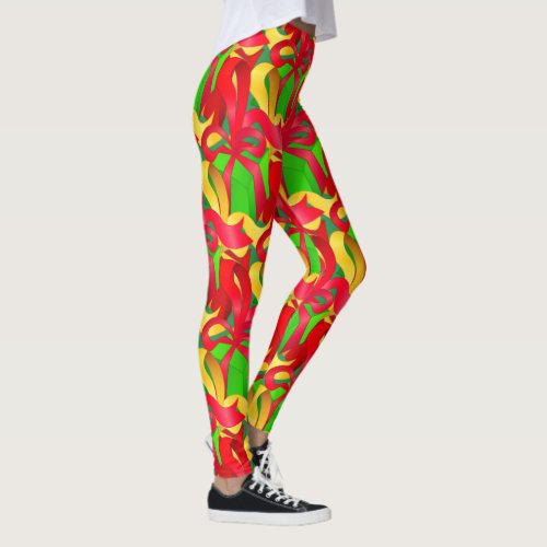 Trendy Gift Wrap Abstract Holiday Season Leggings