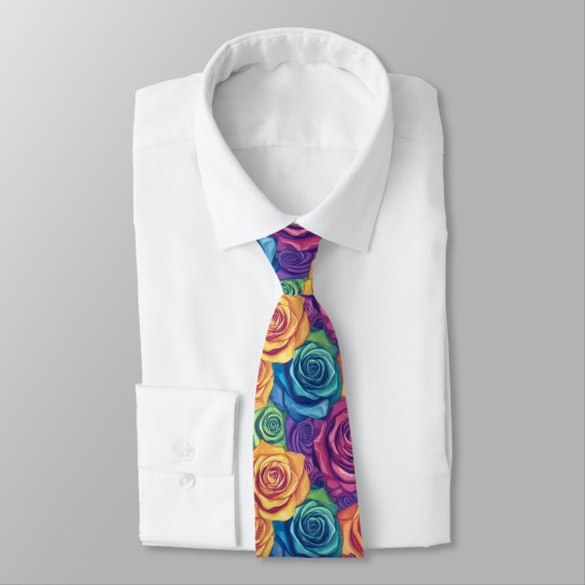 Trendy Gifts For Father Rose Floral Neck Tie (Tied)