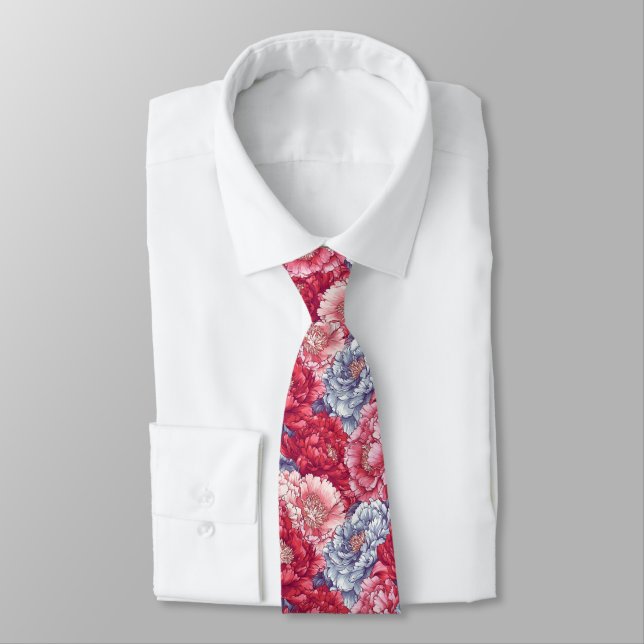 Trendy Gifts For Guys Peonies Floral Neck Tie (Tied)
