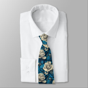 Trendy Gifts For Men Gardenias Floral Neck Tie