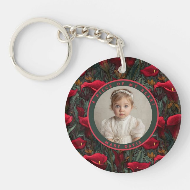 Trendy Gifts For Sister Photo Calla Lilies Keychain (Front)