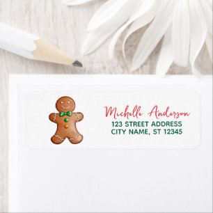 Trendy Gingerbread Christmas Return Address Label