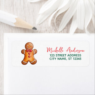 Trendy Gingerbread Christmas Return Address Label
