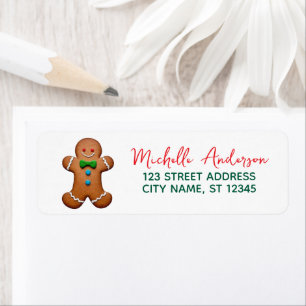 Trendy Gingerbread Christmas Return Address Label
