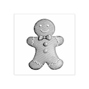 Trendy Gingerbread Man Christmas Rubber Stamp