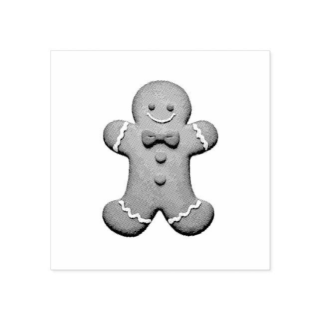 Trendy Gingerbread Man Christmas  Rubber Stamp (Imprint)