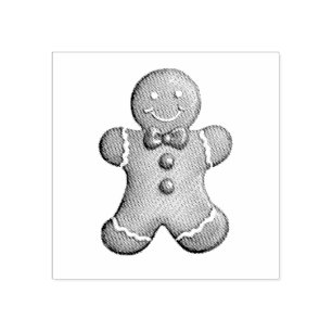 Trendy Gingerbread Man Christmas Rubber Stamp