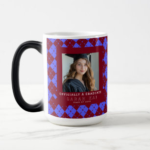 Trendy Gingham Pattern Grandson Graduation Color Morph Mug