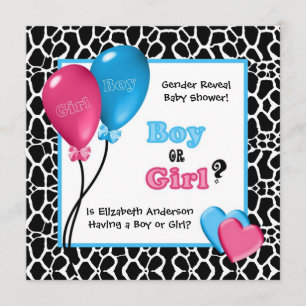 Trendy Giraffe Print Gender Reveal Baby Shower Invitation