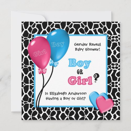 Trendy Giraffe Print Gender Reveal Baby Shower Personalized Invitation