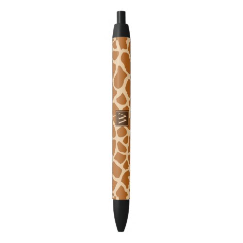 Trendy Giraffe Print With Chic Monogram Black Ink Pen