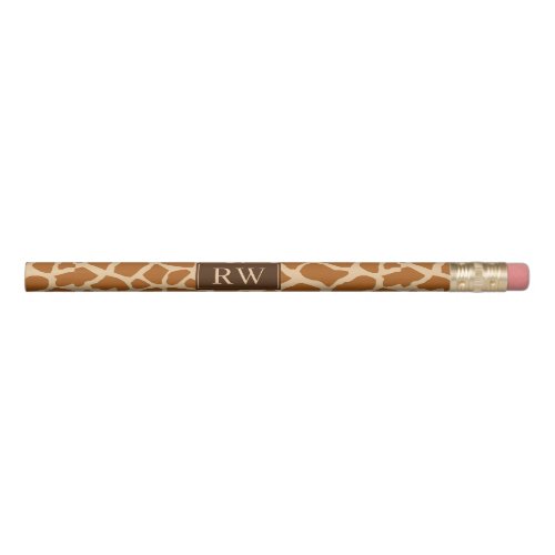 Trendy Giraffe Print With Chic Monogram  Pencil