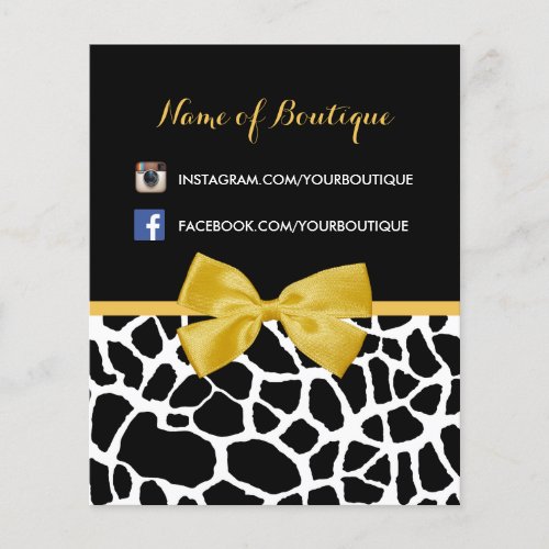 Trendy Giraffe Print Yellow Bow Fashion Boutique Flyer