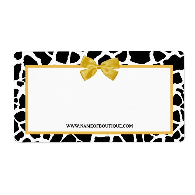 Trendy Giraffe Print Yellow Bow Fashion Boutique Label (Front)