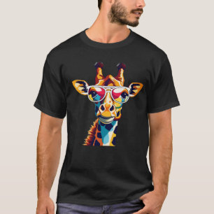 Trendy Giraffe with Glasses Graphic – Animal Lover T-Shirt