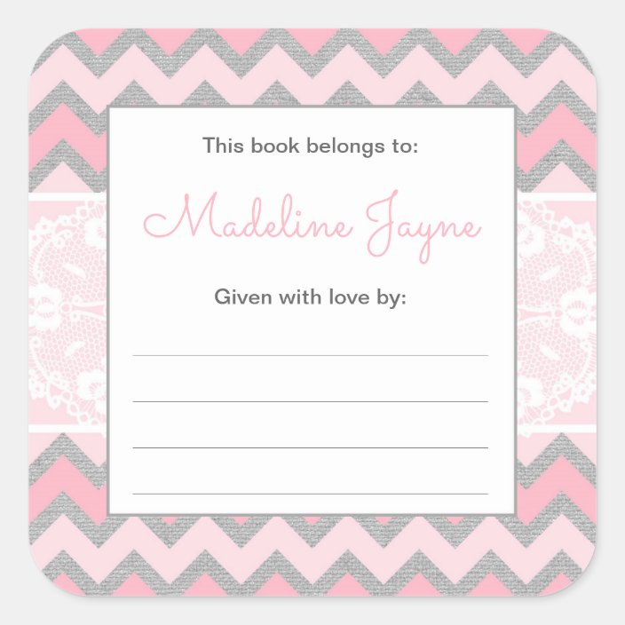 Trendy Girl Baby Shower Bookplate sticker