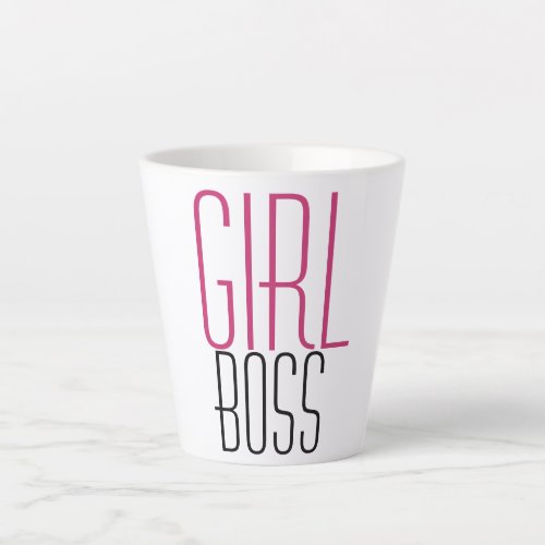 Trendy Girl Boss Hot Pink Black Typography Latte Mug