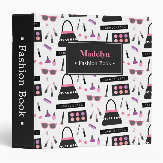 Trendy Girls Pattern Fashion Scrapbook Binder (Front/Spine)