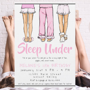 Trendy Girls Tween Pajama Sleep Under PJ Party Invitation