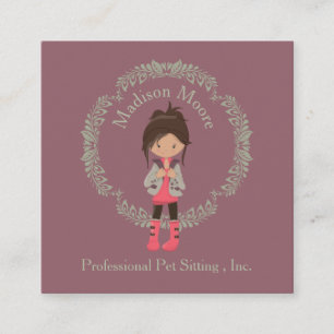 Trendy Girly Avatar Square Business Card