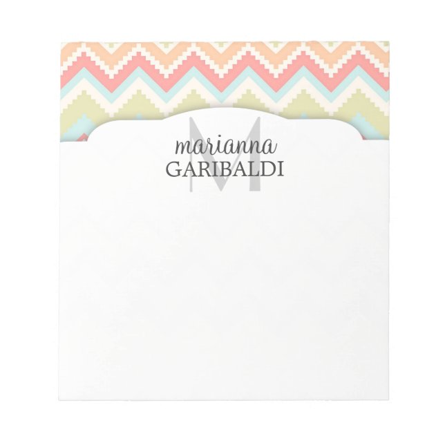 Trendy Girly Aztec Print  Personalized Notepad (Front)