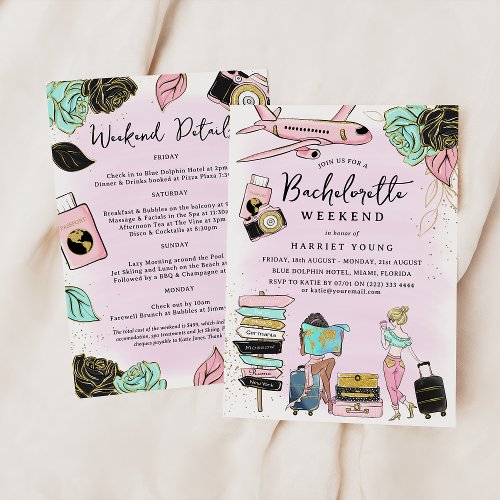 Trendy Girly Bachelorette Weekend  Invitation