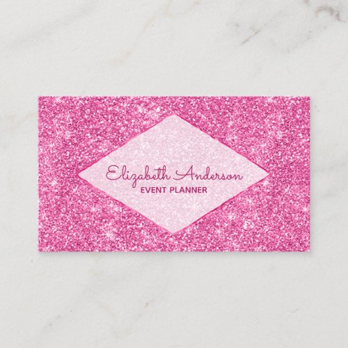 Trendy Girly Bling Hot Pink Glitter Diamond Name Business Card