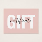 Trendy Girly Blush Pink Business Gift Certificate (Front)