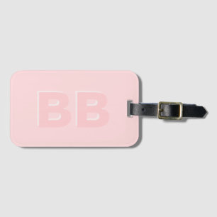 Trendy Girly Blush Pink Modern Monogram Initial Luggage Tag