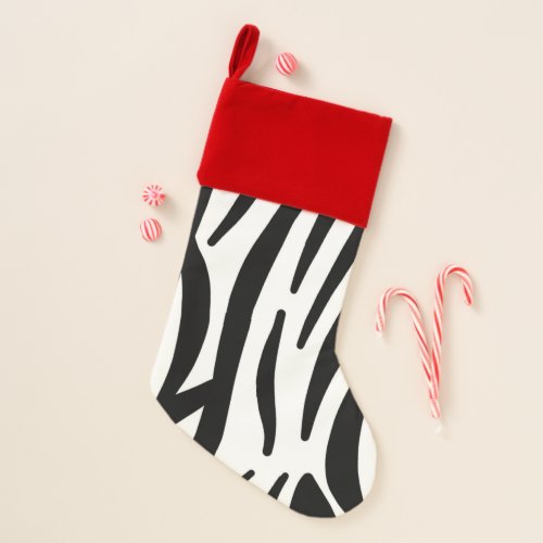 trendy girly chic black and white zebra stripes christmas stocking