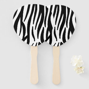 trendy girly chic black and white zebra stripes hand fan