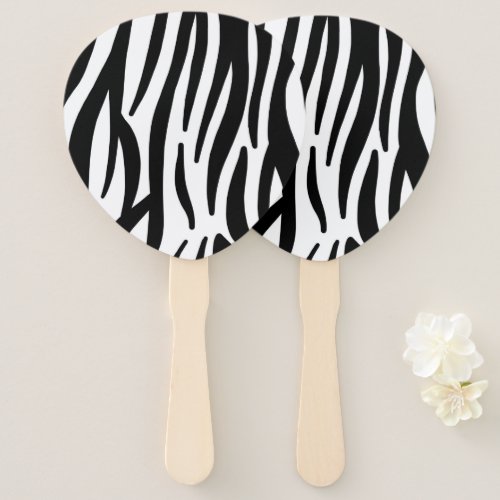 trendy girly chic black and white zebra stripes hand fan
