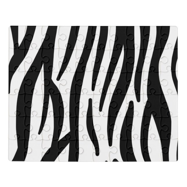 trendy girly chic black and white zebra stripes jigsaw puzzle (Puzzle Horizontal)