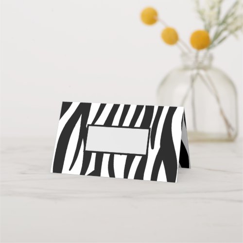 trendy girly chic black and white zebra stripes place card