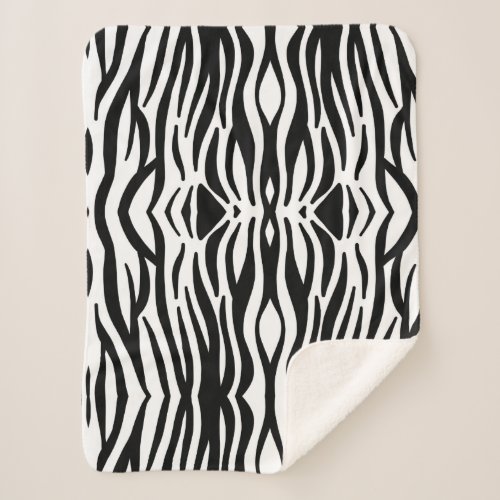 trendy girly chic black and white zebra stripes sherpa blanket