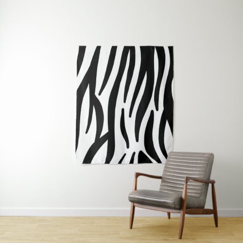 trendy girly chic black and white zebra stripes tapestry