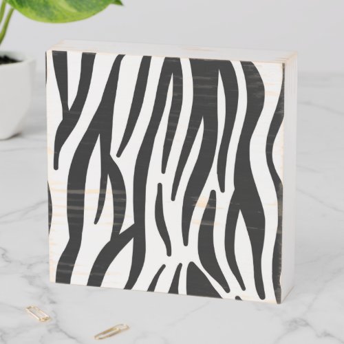 trendy girly chic black and white zebra stripes wooden box sign