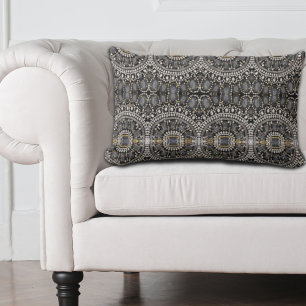 trendy girly chic fashion vintage black and white lumbar pillow