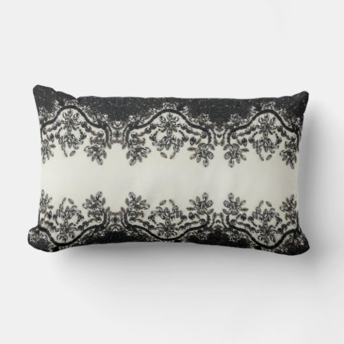 trendy girly chic fashion vintage black and white lumbar pillow