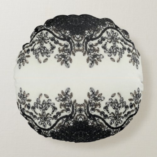trendy girly chic fashion vintage black and white round pillow