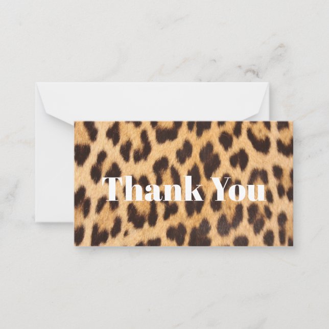 trendy girly chic safari leopard print thank you note card (Front)
