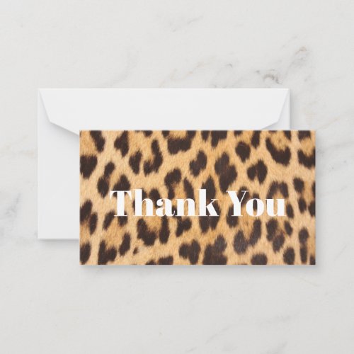 trendy girly chic safari leopard print thank you note card