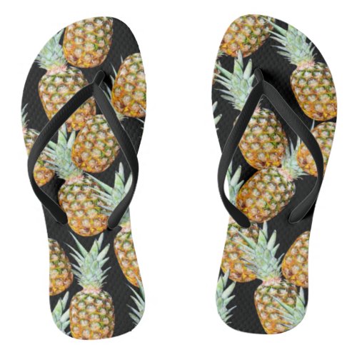 trendy girly chic tropical summer fruit pineapple flip flops