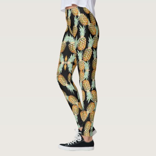 trendy girly chic tropical summer fruit pineapple leggings