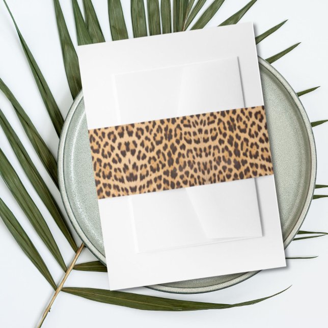 trendy girly chic wild safari leopard print invitation belly band (trendy girly chic wild safari leopard print invitation belly band)