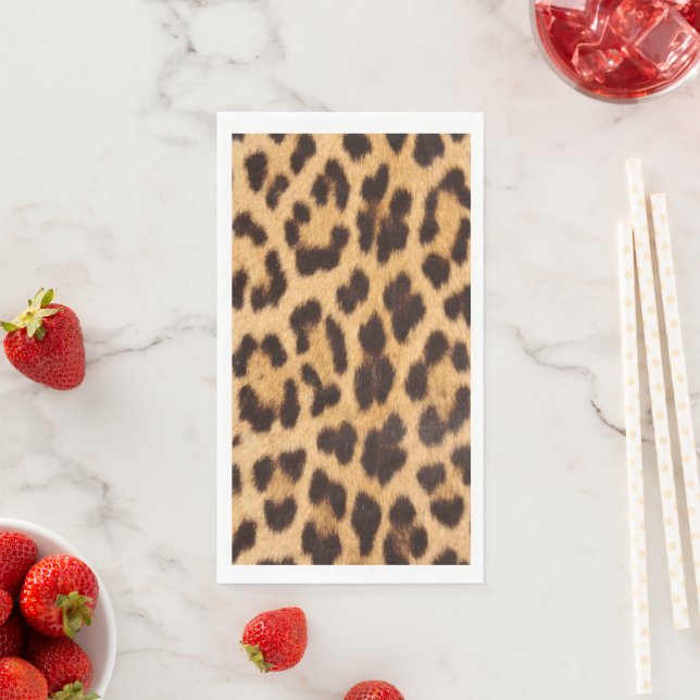 trendy girly chic wild safari leopard print paper guest towels (Insitu)