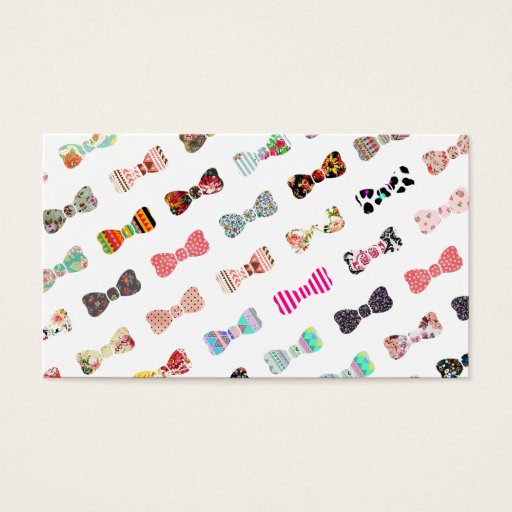 Customizable Trendy Girly  Colorful Patterns Cute Bows Business Card