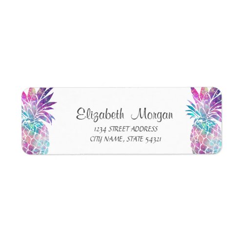 Trendy Girly Colorful  Pineapples  Address Label