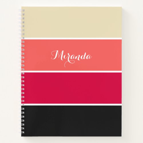Trendy Girly Colorful Stripes Sketchbook Monogram Notebook